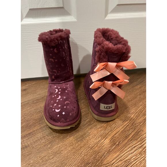 Bailey Bow Moon And Stars Ugg Girls Boots US 4 EUR 36 - Picture 1 of 10